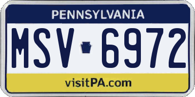 PA license plate MSV6972