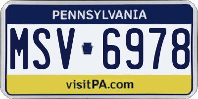 PA license plate MSV6978