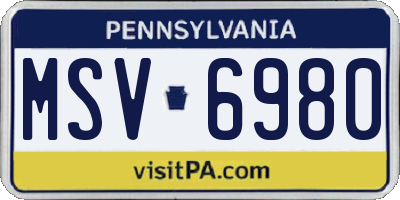 PA license plate MSV6980