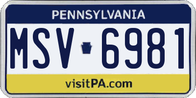 PA license plate MSV6981
