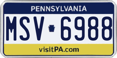 PA license plate MSV6988