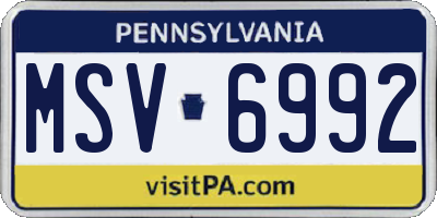 PA license plate MSV6992