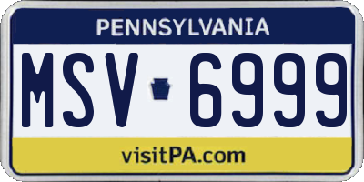 PA license plate MSV6999