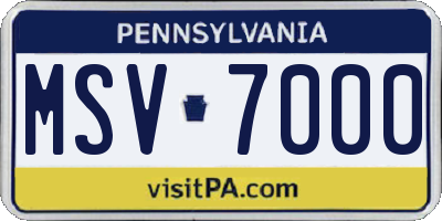 PA license plate MSV7000