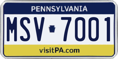 PA license plate MSV7001
