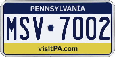 PA license plate MSV7002