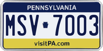PA license plate MSV7003