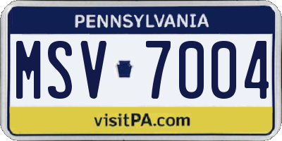 PA license plate MSV7004