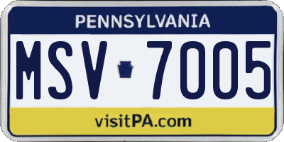 PA license plate MSV7005