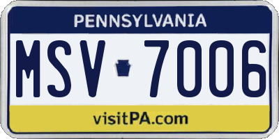 PA license plate MSV7006