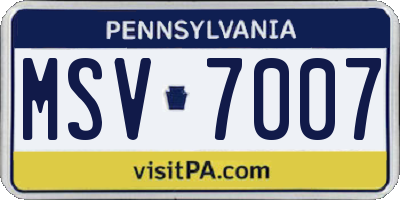 PA license plate MSV7007