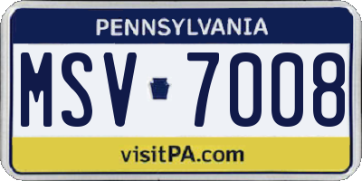 PA license plate MSV7008
