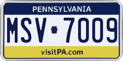 PA license plate MSV7009