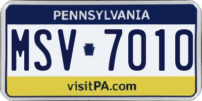 PA license plate MSV7010