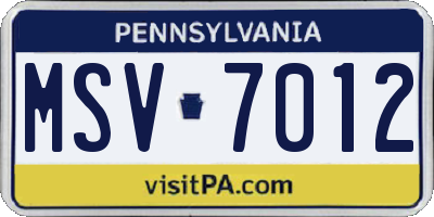 PA license plate MSV7012