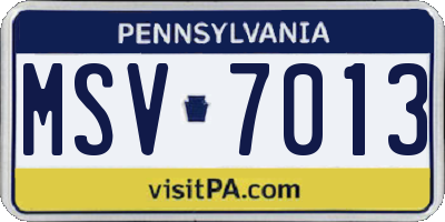 PA license plate MSV7013