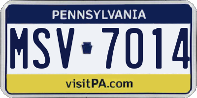 PA license plate MSV7014