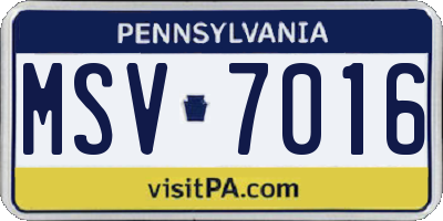 PA license plate MSV7016