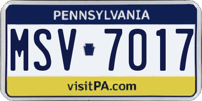 PA license plate MSV7017