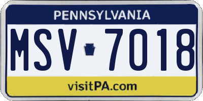 PA license plate MSV7018