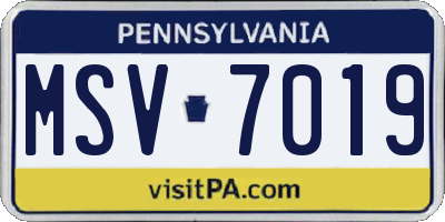 PA license plate MSV7019