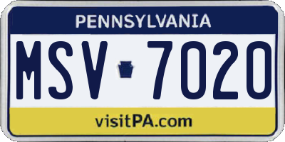 PA license plate MSV7020