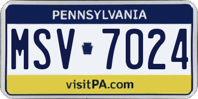PA license plate MSV7024