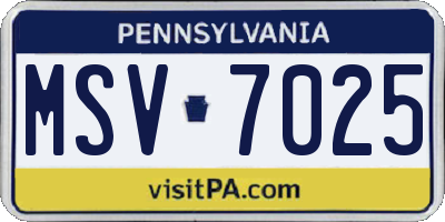 PA license plate MSV7025
