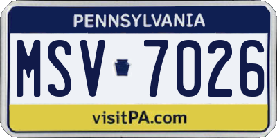 PA license plate MSV7026