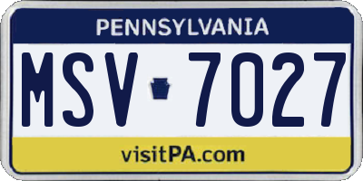 PA license plate MSV7027