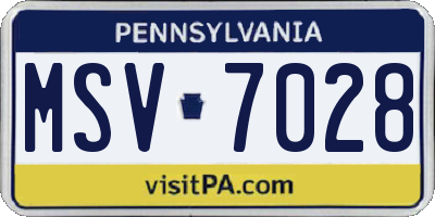 PA license plate MSV7028