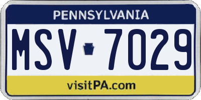PA license plate MSV7029