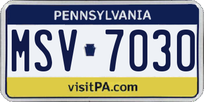 PA license plate MSV7030