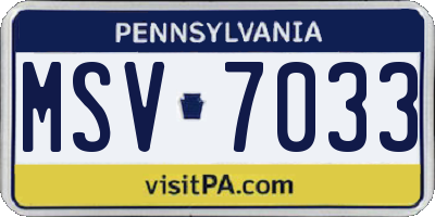 PA license plate MSV7033