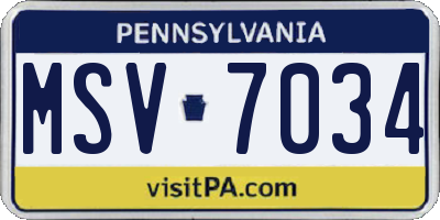 PA license plate MSV7034