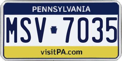 PA license plate MSV7035