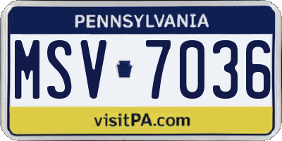 PA license plate MSV7036