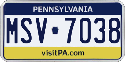 PA license plate MSV7038