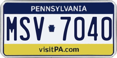 PA license plate MSV7040