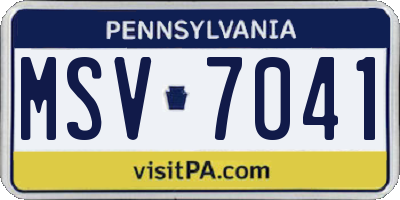 PA license plate MSV7041