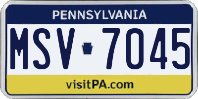 PA license plate MSV7045