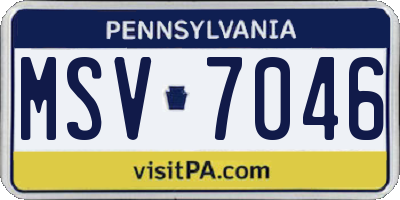 PA license plate MSV7046