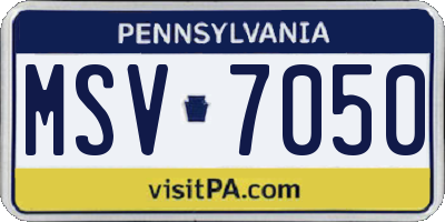 PA license plate MSV7050