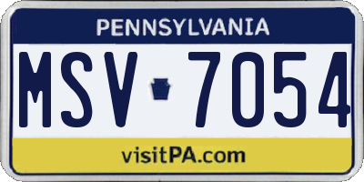 PA license plate MSV7054