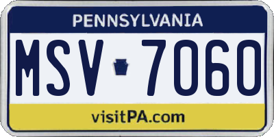 PA license plate MSV7060