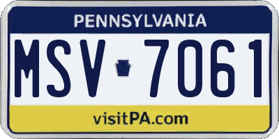 PA license plate MSV7061