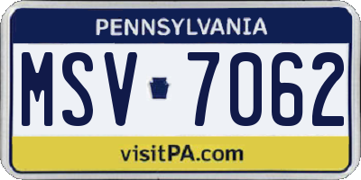 PA license plate MSV7062