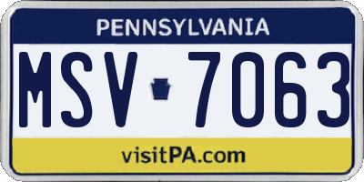 PA license plate MSV7063
