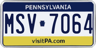 PA license plate MSV7064