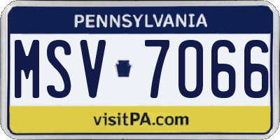 PA license plate MSV7066